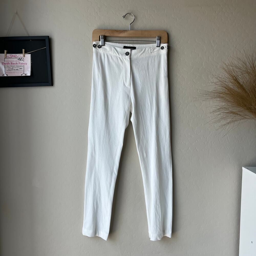 NWT Ann‎ Demeulemeester White Tab Waist Slim Leg Cotton Trouser Pants Size 36